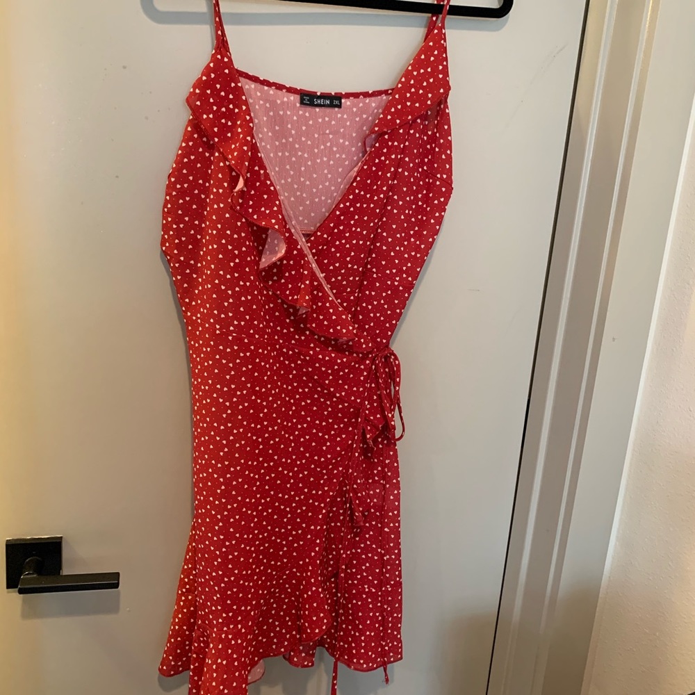 Red wrap dress